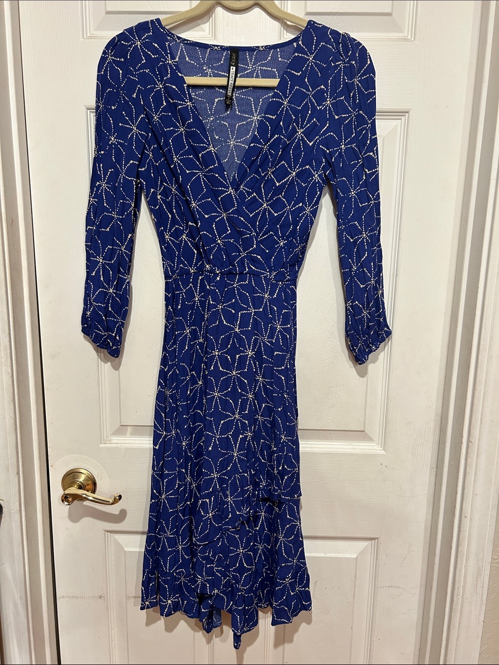 Anthropologie Plenty by Tracy Reese Cobalt Blue Printed Wrap-Style Midi Dress